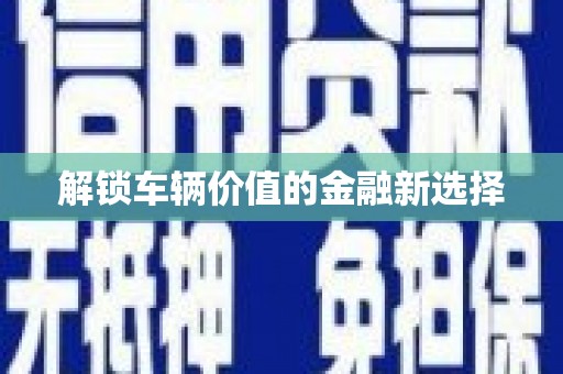 仙桃解锁车辆价值的金融新选择