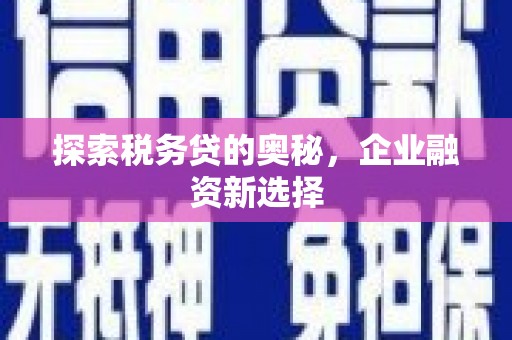 仙桃探索税务贷的奥秘，企业融资新选择
