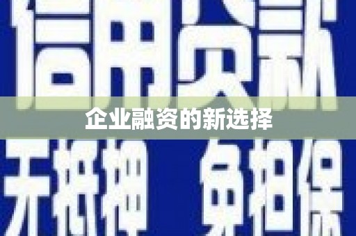仙桃企业融资的新选择