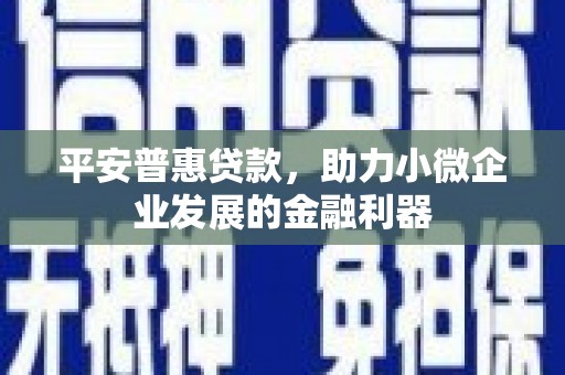 仙桃平安普惠贷款，助力小微企业发展的金融利器